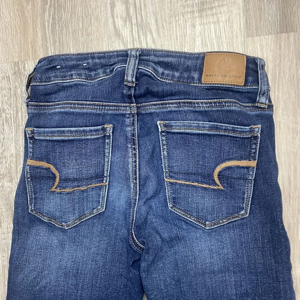 American Eagle Next Level Stretch High Waisted Skinny Dark‎ Blue 0 Long - Picture 4 of 12